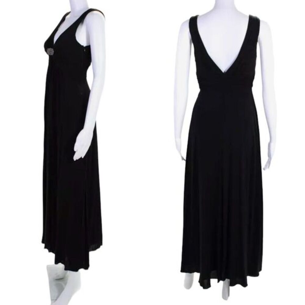 BCBGMAXAZRIA Black Ruched Maxi Dress Gown XS Jersey Ruched Formal Black Tie LBD - Picture 5 of 14